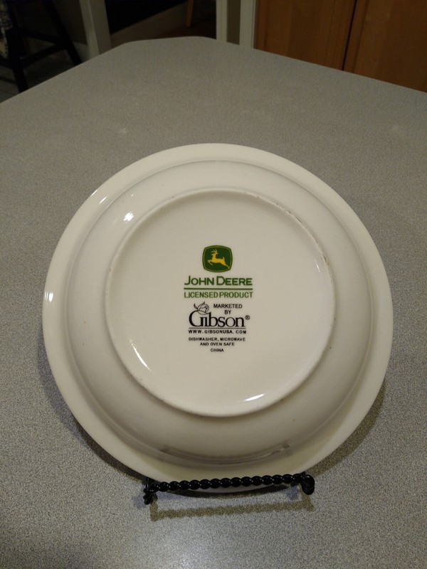 John Deere Cereal Soup Bowl Gibson Nothing Runs Like A Deer Tractor 8" diameter gallery