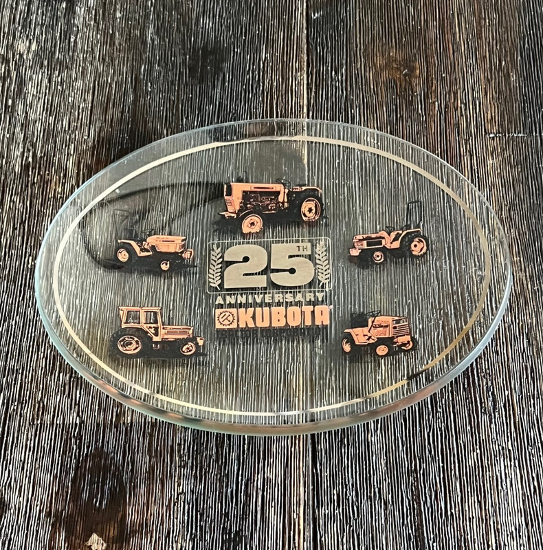Kubota Tractor Company 25th Anniversary Glass Dish Oval Decorative Collectible