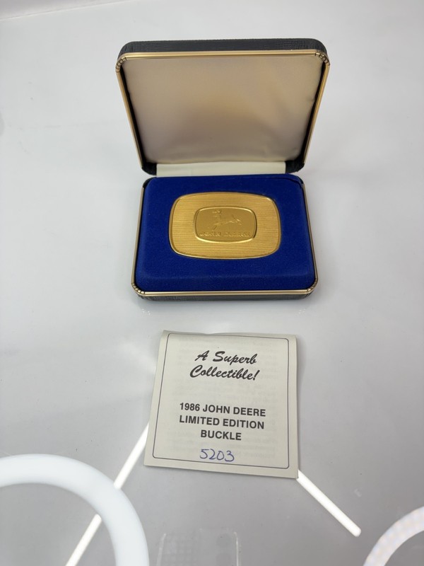 John Deere Gold Plated Belt Buckle 1986 Limited Edition #5203/6000