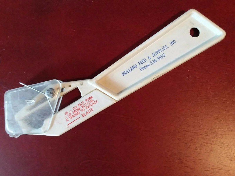 Holland Indiana Feed & Supplies Box Cutter Advertising Knife Blade Holder