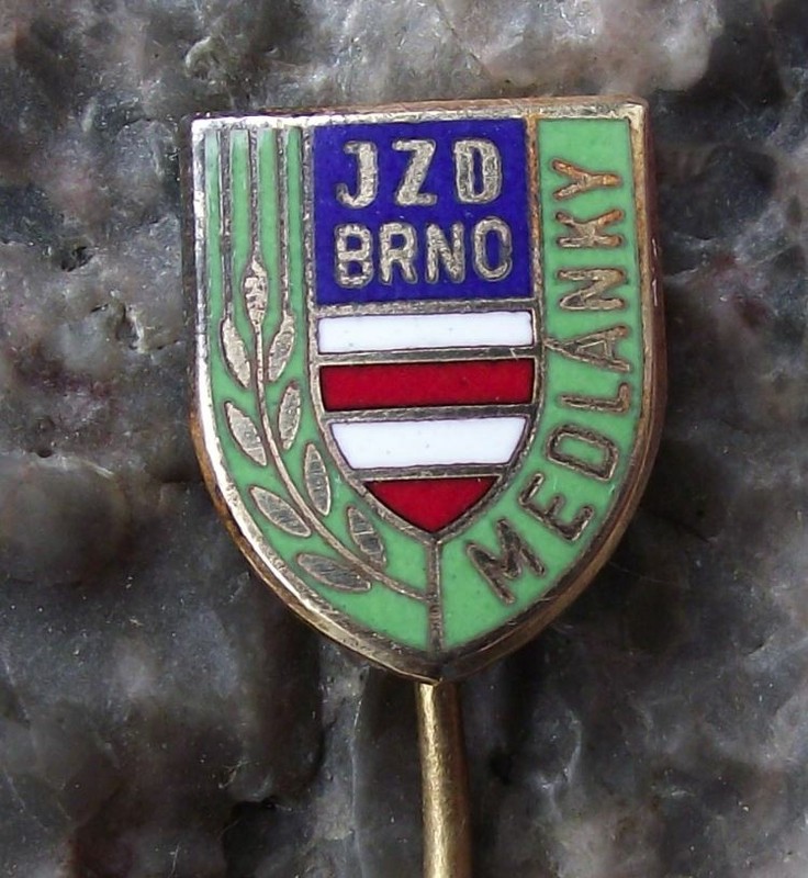 Antique JZD Medlany Czech Agricultural Collective Farming Union Farm Pin Badge