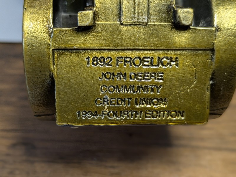 Vintage - 1994 John Deere CCU Die Cast Coin Bank, 1892 Froelich gallery