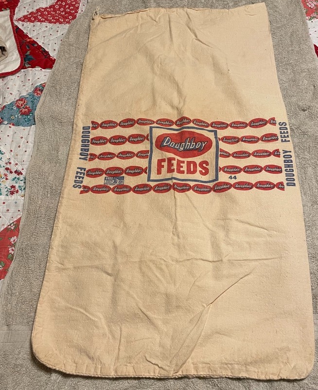 Vintage Doughboy Foods Cloth Feed Bag (Read) Red and Blue Bag gallery