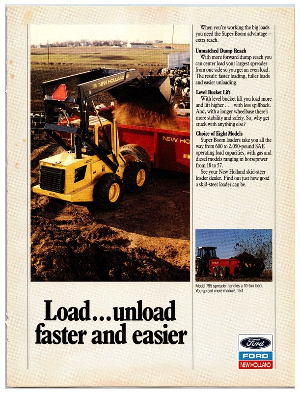 Vintage 1989 New Holland Skid Steer Original Print Ad (8in x 12in) Advertisement