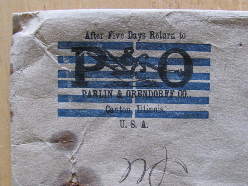 MAIL COVER WW1 WAR SAVINGS FULTON COUNTY IL CHAIRMAN U ORENDORFF - P & O PLOWS gallery