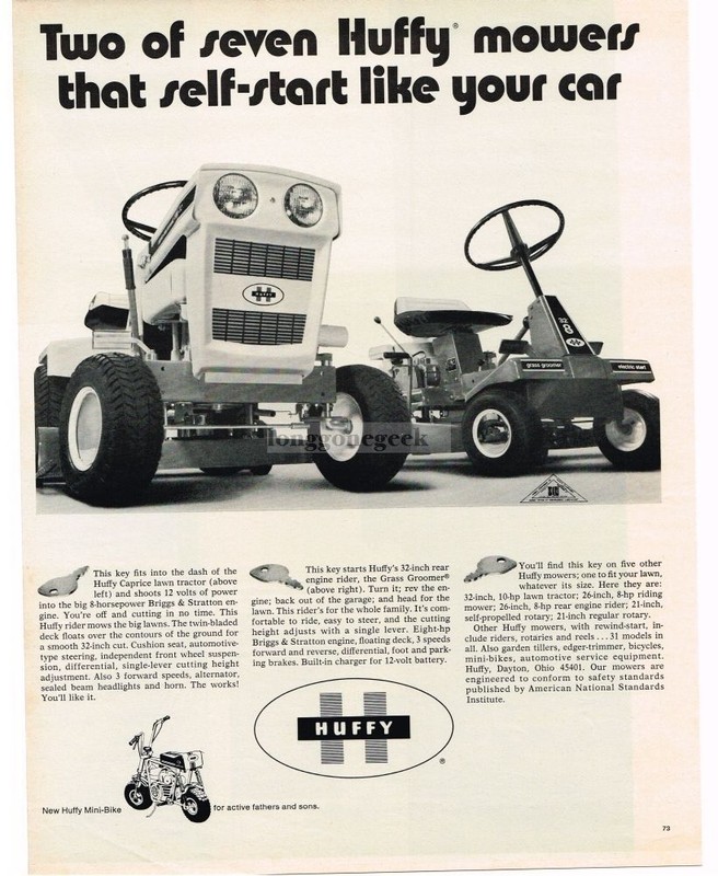 1971 HUFFY CAPRICE Lawn Garden Tractor & Grass Groomer Vintage Print Ad
