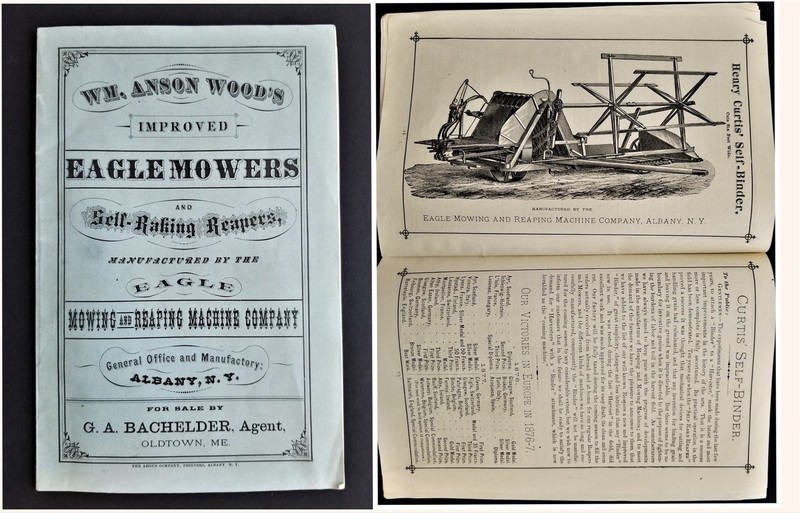1877 antique EAGLE MOWERS CATALOG agriculture Wm Anson Wood oldtown me BACHELDER