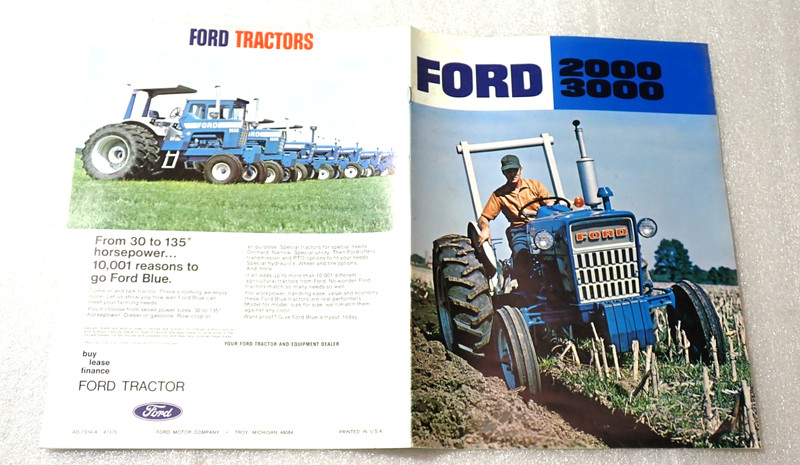 1970’S Ford 2000 3000 Tractor Original Color Sales Brochure MINT