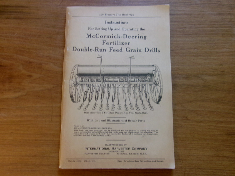 Original 1937 McCormick-Deering Operating Manual Double Run Feed Grain Drills IH