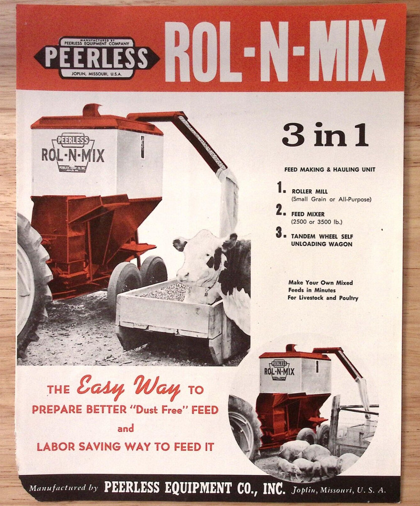 1950s Peerless Rol N Mix Dust Free Feed Brochure Peerless Equip Co Omaha NE