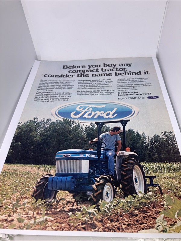 Ford Tractor Vintage Print Ad 1986 8”X11” Small Agriculture Farm Tractor VGC EP8