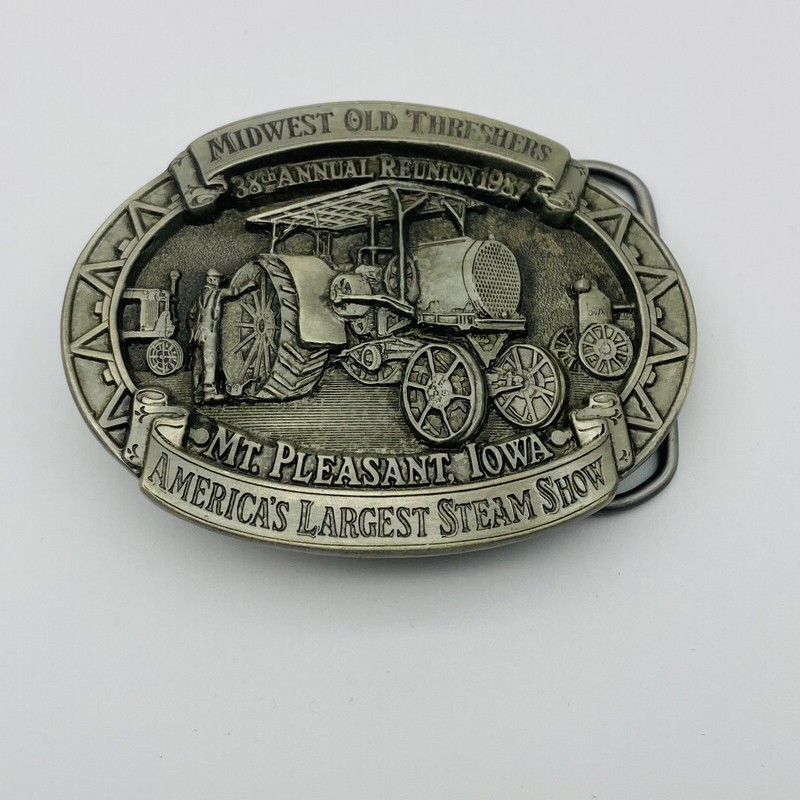 1984 Old Settlers and Threshers Reunion Midwest Belt Buckle Mt Pleasant Iowa