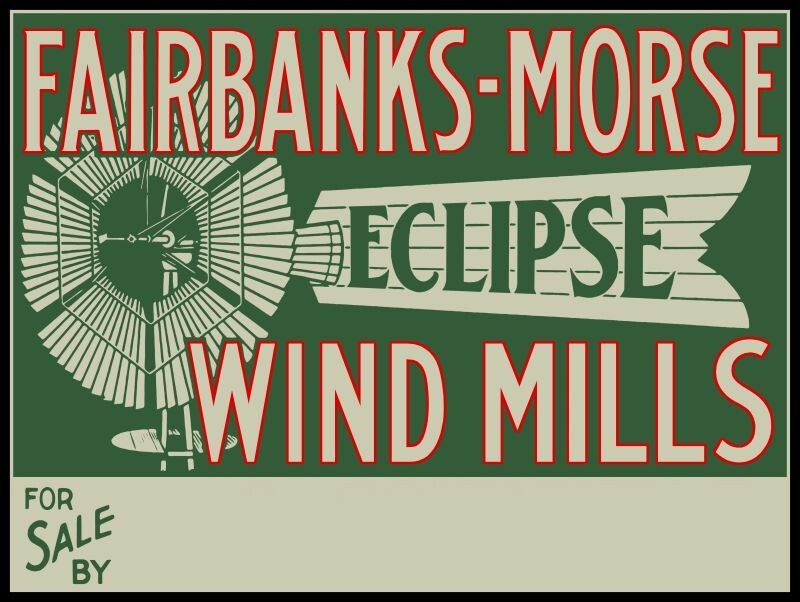 Fairbanks Morse ECLIPSE Windmills NEW METAL SIGN: 12 x 16″ Ships Free