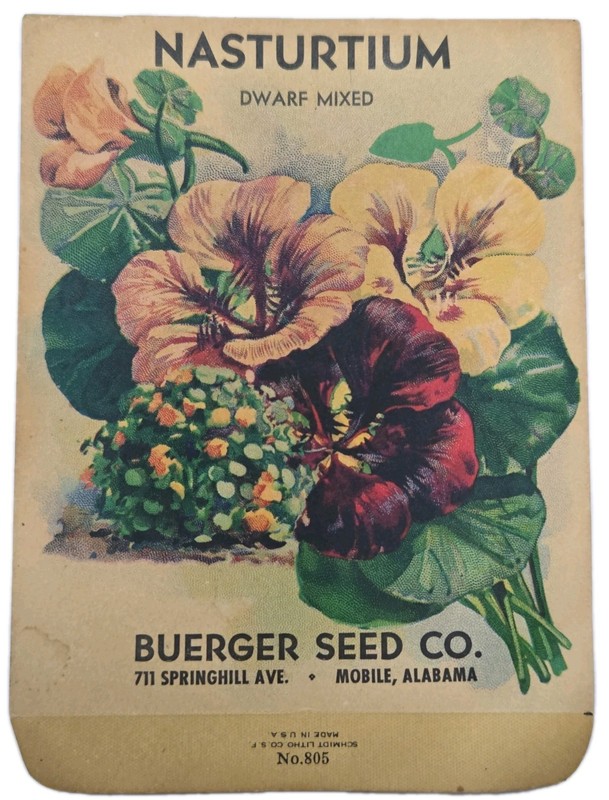 Vintage Flower Seed Packet “NASTURTIUM” 1900s NO SEEDS Original Lithograph RM1a