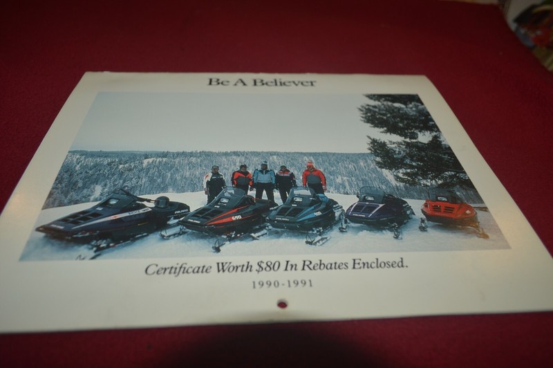Polaris Snowmobile & ATV Calendar For 1990 Dealer's Brochure AMIL15