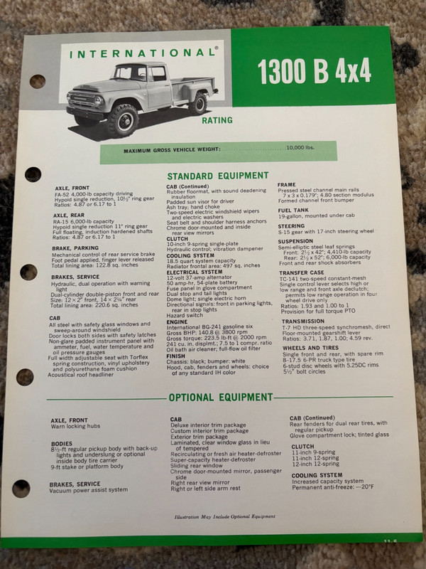 International Harvester 1300 B Truck For 1967 Brochure MWPA26