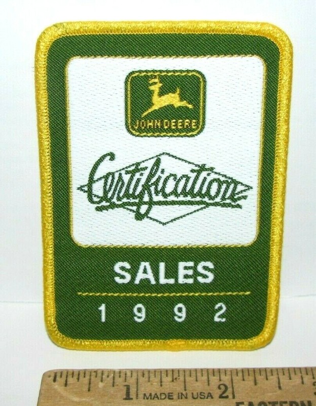 * John Deere Dealer Dealership 1992 Employee Sales Certification Patch logo