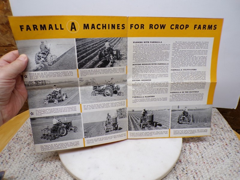 1939-1947 Farmall A Tractor One-Row IH Color Foldout Mailing Brochure A-355-DD gallery