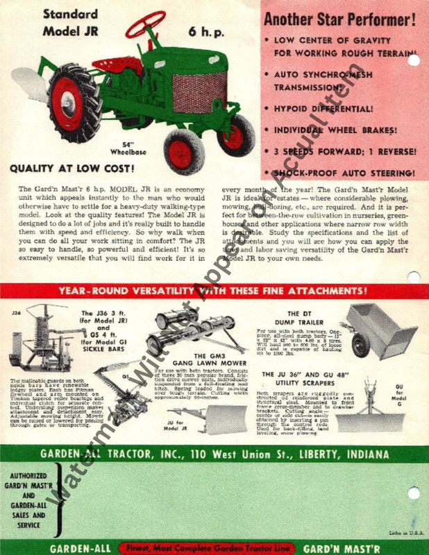 Garden All Tractor Sales Ad Brochure Vintage Photograph Print 8.5×11″
