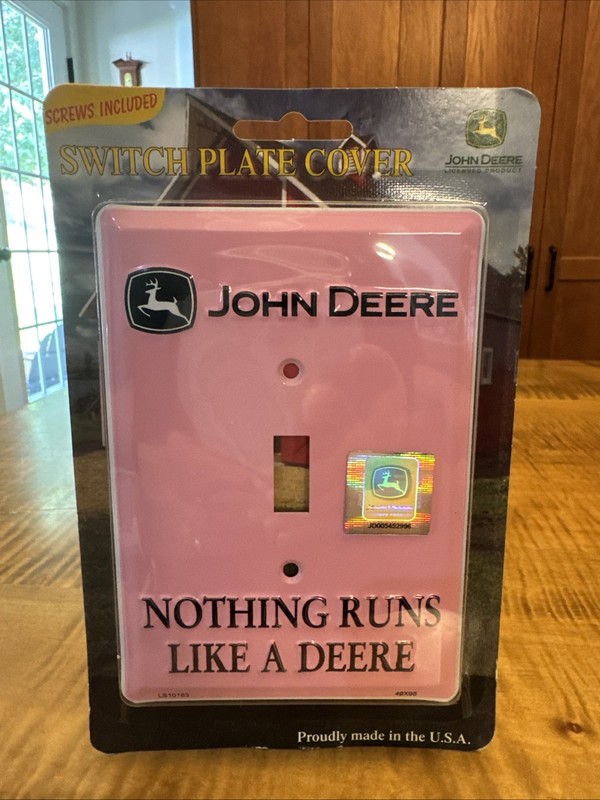 John Deere Pink Licensed Aluminum Single Light Switch Wall Plate NEW Old Stock