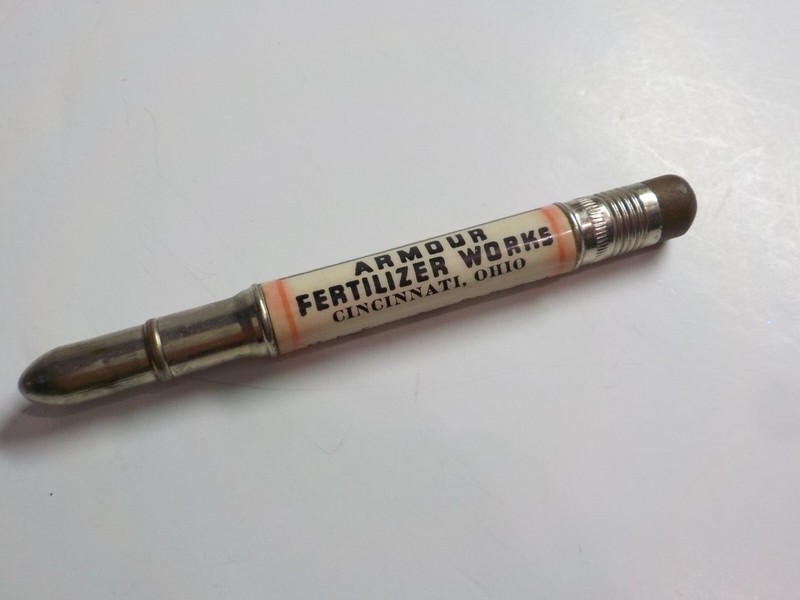 Cincinnati Ohio ARMOUR FERTILIZER WORKS Advertising Bullet Pencil Agri