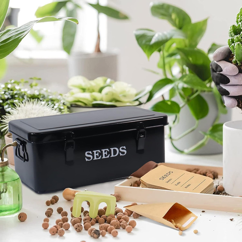 Seed Saving Box, Metal Seed Bin, Seed Storage Organizer, Seed Packet Container w gallery