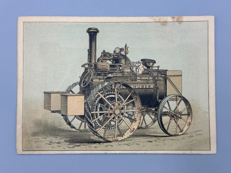 1880s HUBER Engine THRESHER Victorian FARM Advertising Fold Trade Card MARION OH gallery