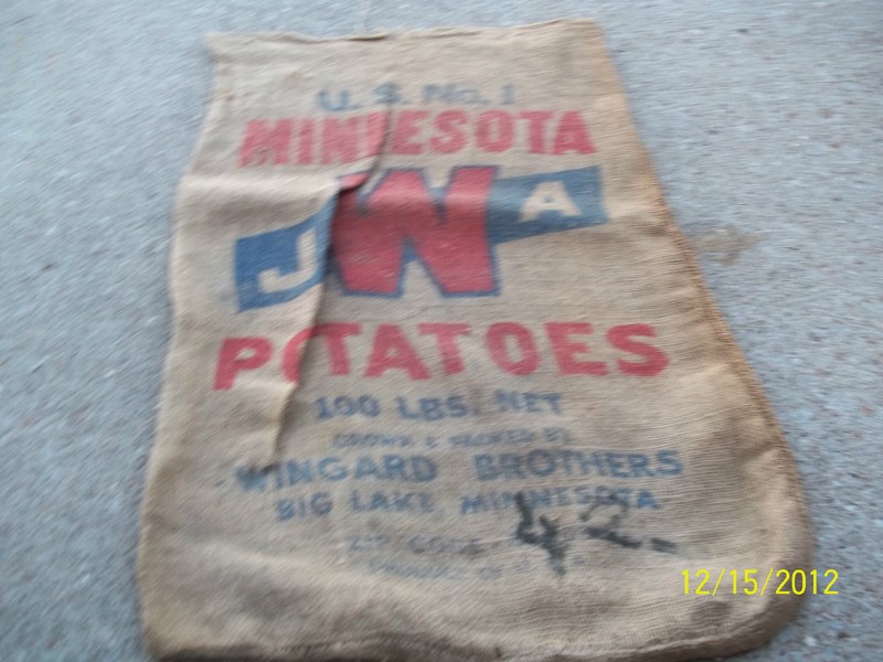 Vintage Minnesota J W A Potatoes Wincard Brothers Big Lake Minnesota Burlap Sack