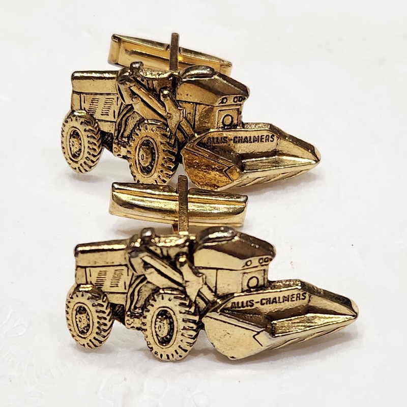 Vintage Allis Chalmers Bulldozer - Men's Cufflinks - 1.25" Wide - Gold Tone gallery