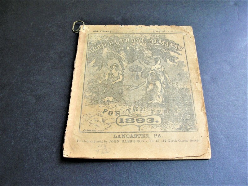 Agricultural Almanac John Baer’s Sons Lancaster PA Pennsylvania 1893 VOL. 68.