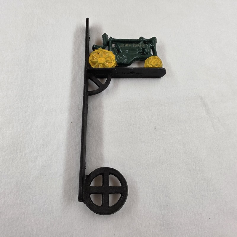 Vtg John Deere Cast Iron Dinner Bell Wall Mounting Bracket Only Green Tractor