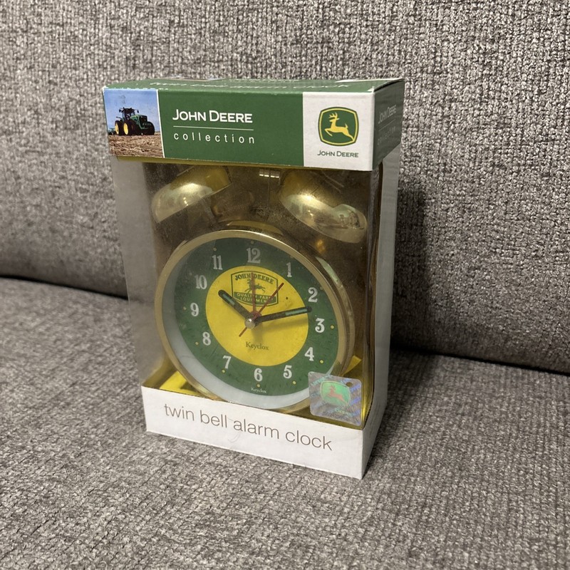 Key John Deere Gold/Green Quality Farm Equipment Twin Bell Alarm Clock