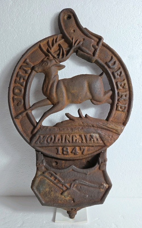 VTG John Deere Cast Iron Wall Plaque Letter / Mail Holder Sign 10.5″ x 17.5″