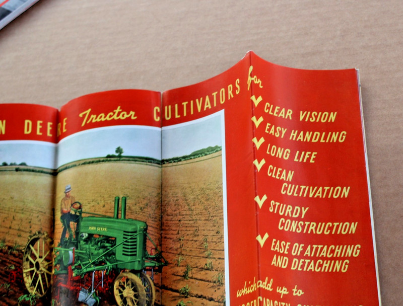 COLOR CENTERFOLD ~ 1939 JOHN DEERE CULTIVATOR FOR A B & G TRACTOR Old Brochure gallery