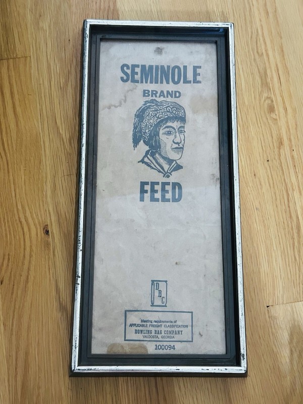 Seminole Brand Feed Valdosta GA DBC Vintage Dowling Bag Co Framed Advertising