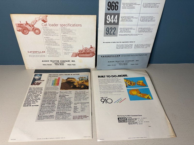 Caterpillar Wheel Loader Tractor Brochure Lot 2-7 Pg Models 910 936 966 944 922 gallery
