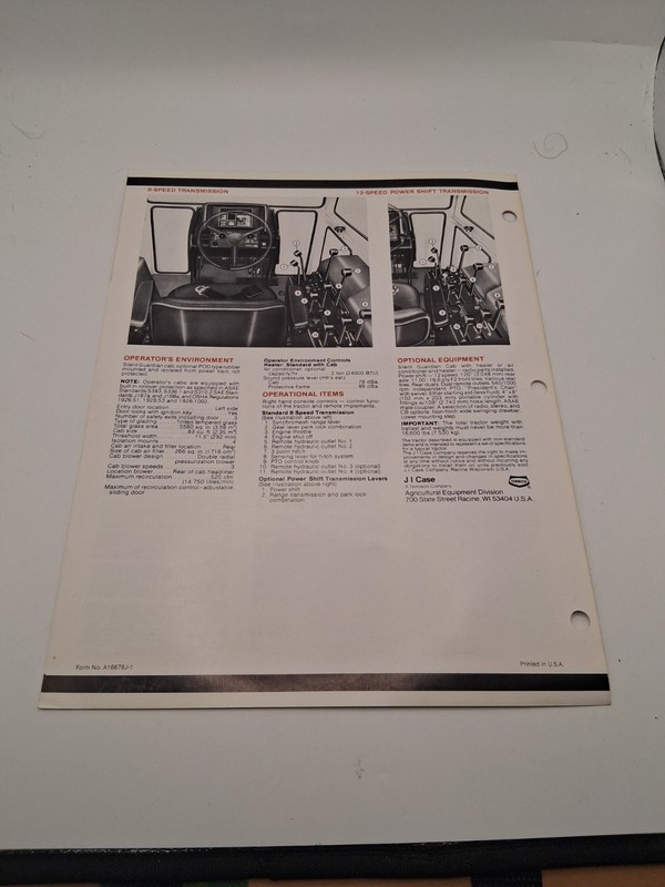 NOS Case Model 2290 Tractor Dealer Sales Spec Sheet Brochure gallery