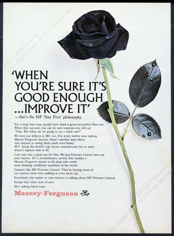 1966 black rose photo Massey Ferguson tractor vintage print ad