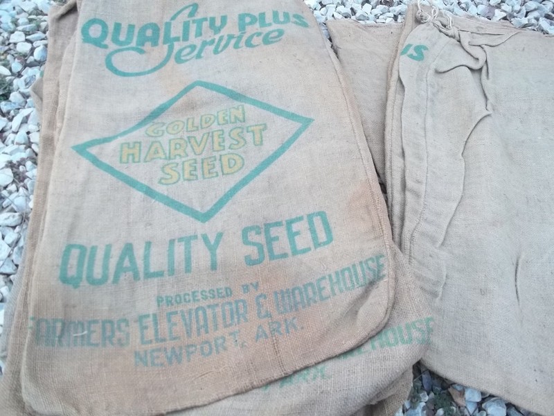 Vtg Quality Seed Plus Service Golden Harvest Seed Newport ARK $35.00 each sack gallery