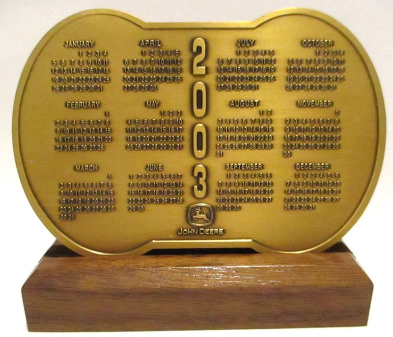 John Deere B Tractor & 12A Combine 2003 Brass Timeless Legend Calendar Medallion gallery