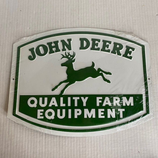 John Deere Quality Farm Equipment Metal Tin Sign 10 inches x 14 inches