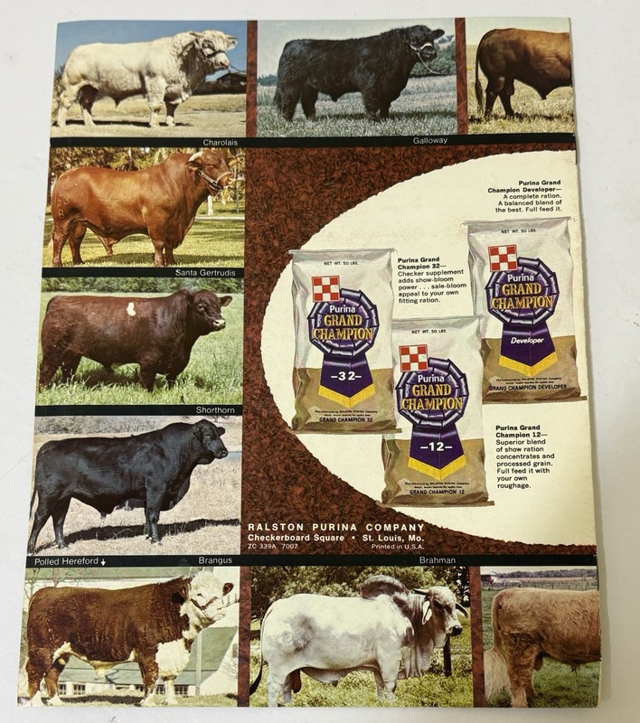 1970 Purina GRAND CHAMPIONS Cattle Book - Feed Advertising Brochure CHECKERBOARD gallery