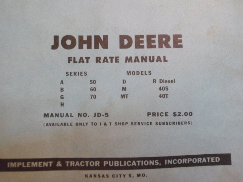 John Deere I & T Flat Rate Manual gallery