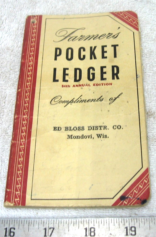 1950 – 1951 JOHN DEERE POCKET LEDGER BROCHURE BLOSS CO MONDOVI WI