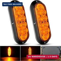 Nilight 6 Inch Oval Amber LED Trailer Tail Lights 2PCS 10 LEDs Waterproof Turn S