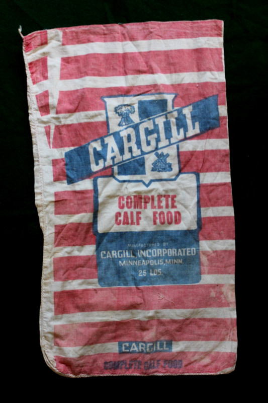 Vintage CARGILL Complete Calf Food Cloth Farm Bag Sack -Cargill inc. Minneapolis