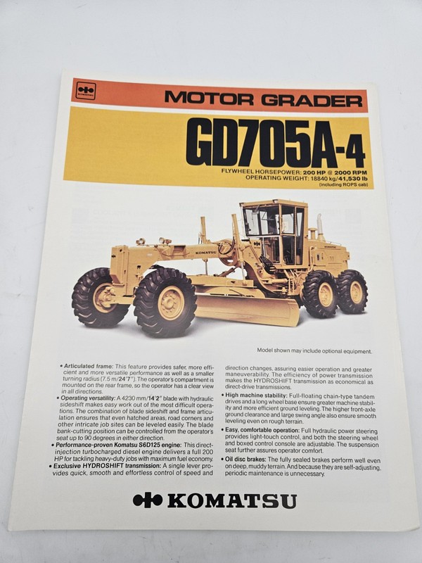 Vintage Komatsu Brochure Motor Grader GD705A-4