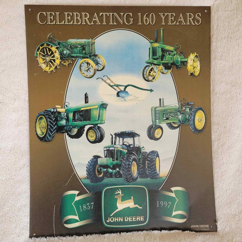 VTG John Deere ‘Celebrating 160 Years’ 1837-1997 Tractors Tin Metal Sign✨️13×16