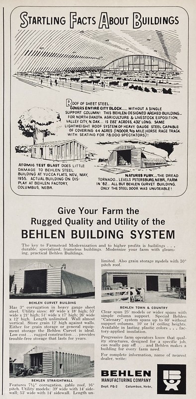 1965 AD.(XH27)~BEHLEN MFG. CO. COLUMBUS, NEB. BEHLEN BUILDING SYSTEMS