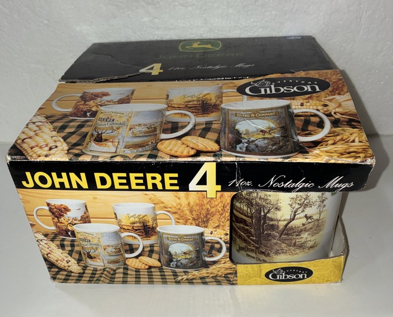 Vintage John Deere Gibson Coffee Mugs Cups Nostalgic (SET OF 4) Box Set